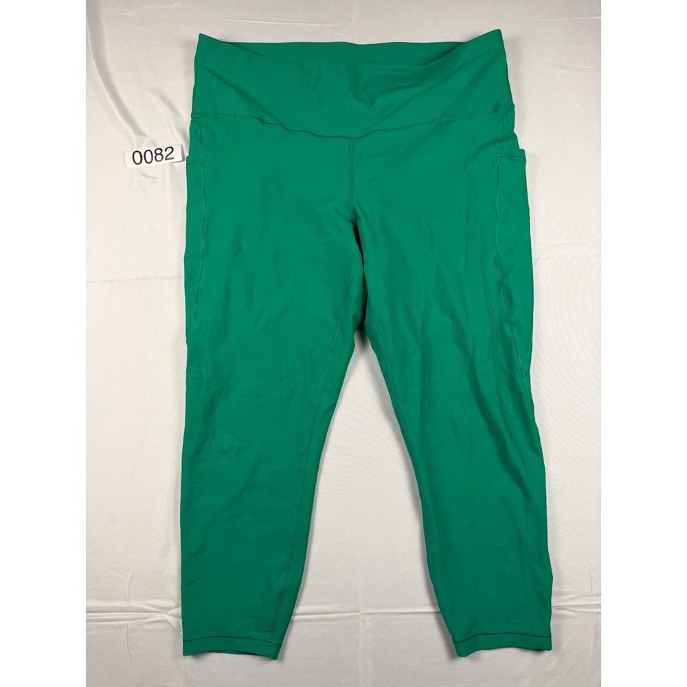Athleta Interval Stash 7/8 Tight Leggings Green XL High Rise Pockets